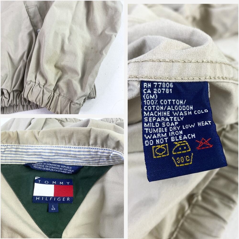 Vintage Y2K Neutral Beige Tommy Hilfiger Bomber Field Golf Jacket Sz Large - Picture 3 of 13